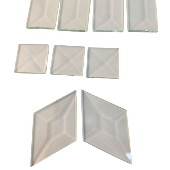 Beveled Clear Stained Glass Mosaic Tiles Lot of 17 square rectangle diamond 1-2 - Picture 4 of 6